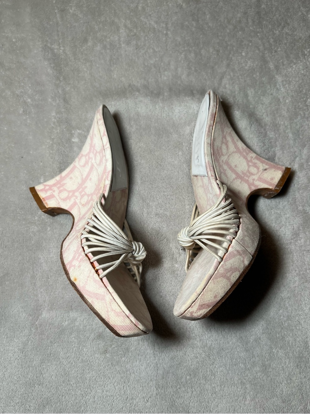 Christian Dior Vintage Pink Monogram Girly Heels Wedges - Picture 5 of 6
